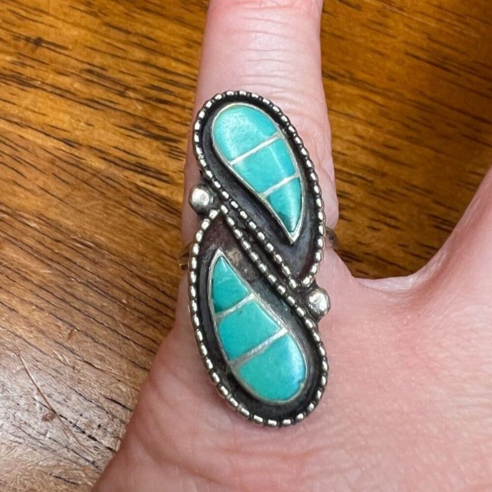 Turquoise Inlay Sterling Silver 925 Ring